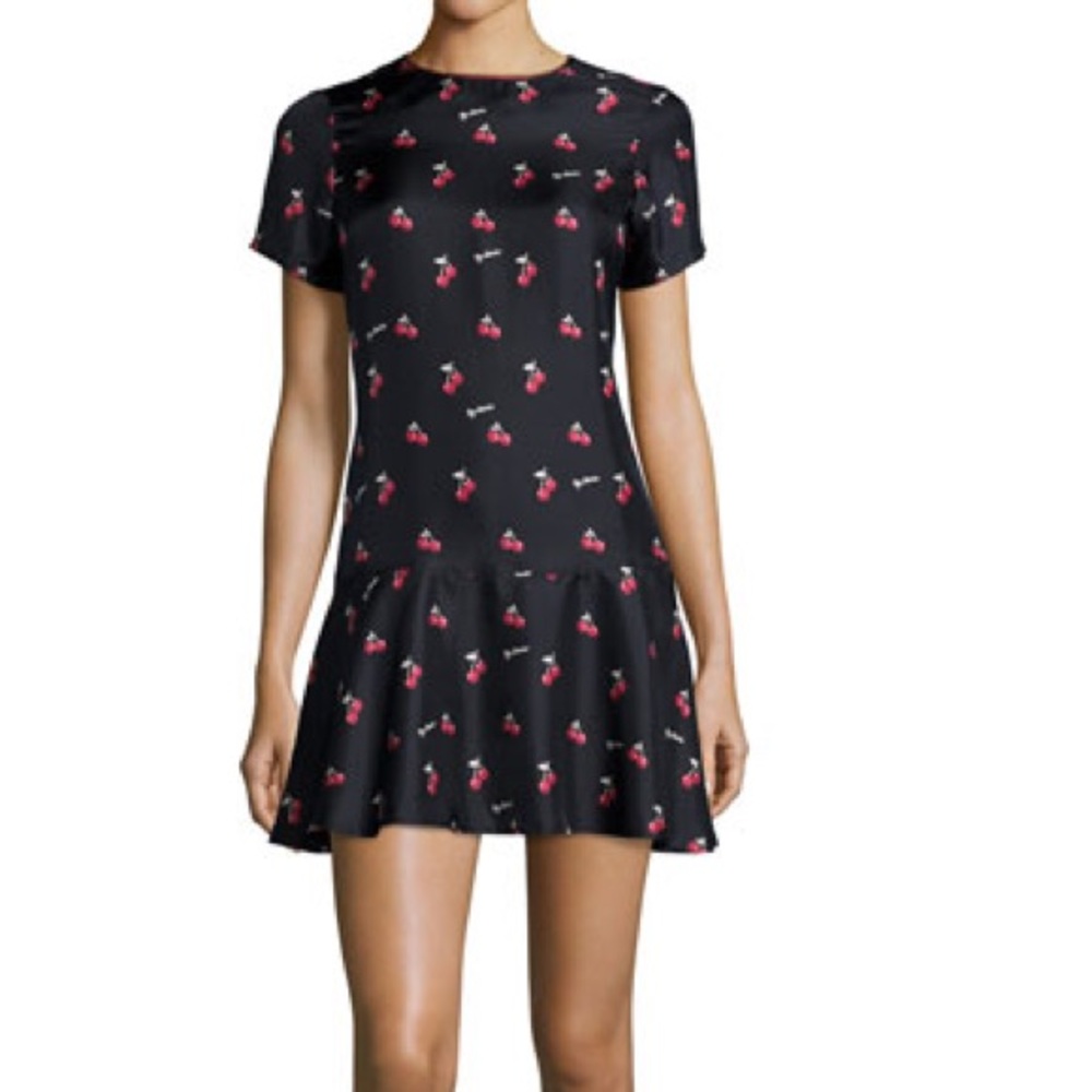 Piamita short‎ sleeve Pippa My Cherie Noir Silk Dress crew neck flounce hem